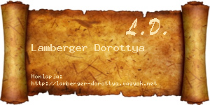 Lamberger Dorottya névjegykártya